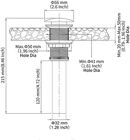 JONKEAN Bathroom Pop Up Drain Without Overflow, Vanity Vessel Sink Drain - Image 5