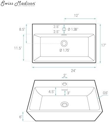 Claire 24" Rectangle Wall Mount Bathroom Sink in Glossy White - Image 4