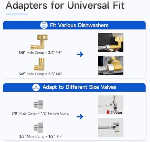 6 FT Dishwasher Installation Kit, Braided Stainless Steel Dishwasher Water - Image 4