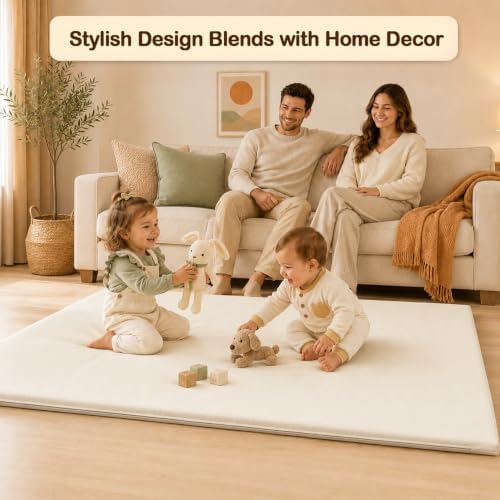 Vegan Leather Baby Play Mat, 71x59 Thick Cushioned Waterproof Playpen Mat - Image 2