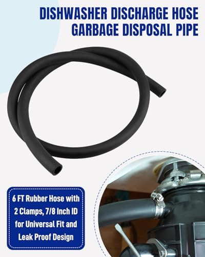 Dishwasher Discharge Hose, 6 FT Rubber Hose - Image 2