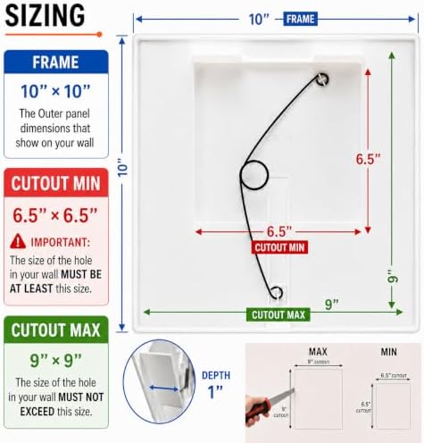 Morvat Adjustable Spring Access Panel 8"x8" Inches, - Image 2