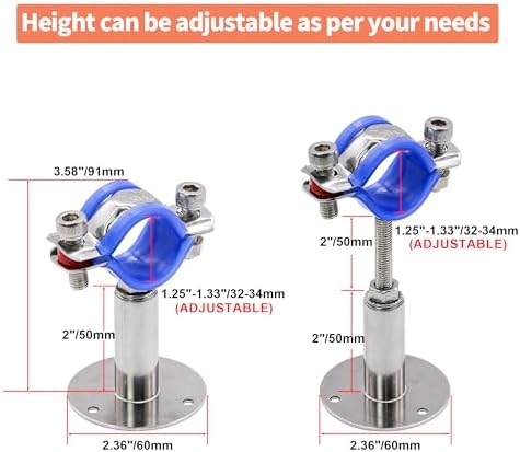 AKIHISA 2 Pcs 304 Stainless Steel Pipe Supports, Wall Mount Ceiling Mount Pipe - Image 2