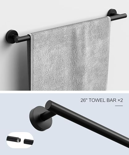12 Pcs Matte Black Bathroom Hardware Accessories Set SUS304 Stainless Steel - Image 2
