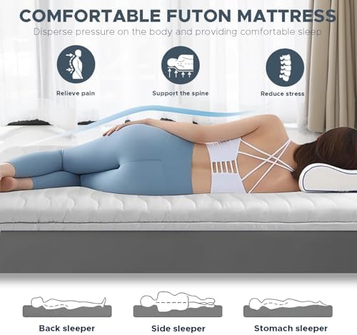 Japanese Futon Floor Mattress, 100% High Density Comfortable Foam, 3.5" Thicken - Image 4