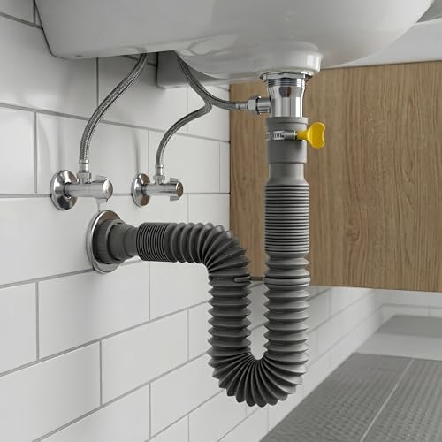 Universal 1-1/4" & 1-1/2" P Trap Drain Kit, Flexible & Expandable PP Plumbing - Image 6