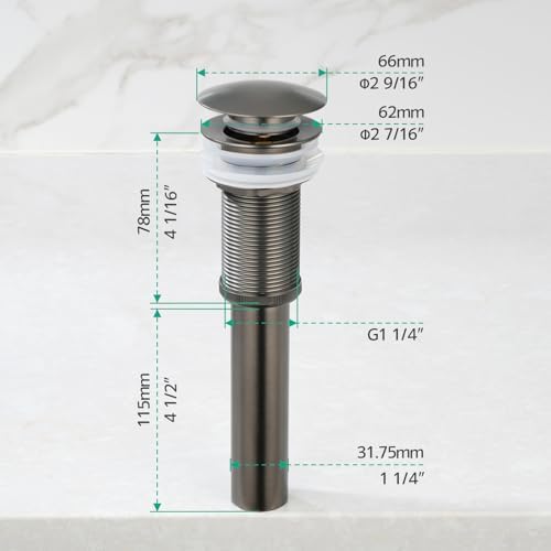 Lefton Pop-up Bathroom Sink Drain Stopper Without Overflow - Image 2