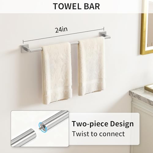 KLJKPA Brushed Nickel Bathroom Hardware Set, 24 inch Bathroom Towel Holder - Image 2