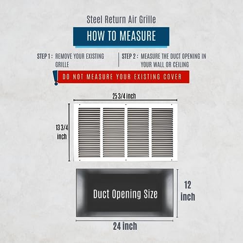 Fits 24x12 Duct Opening | Steel Return Air Grille by Handua | Vent Cover Grill - Image 2