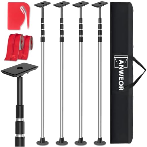 10FT Dust Barrier Poles Kit, Spring Retractable Zipper Wall Poles by ANWEOR