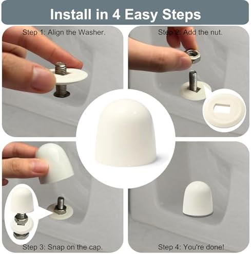 4 Packs Upgrade Toilet Bolt Caps, 1.44 Inch Height Plastic Toilet Bolt Covers - Image 3