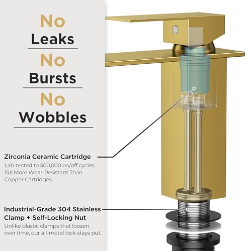FORIOUS Bathroom Faucet 1 Hole Single Handle Vanity Faucets Brushed Gold - Image 5