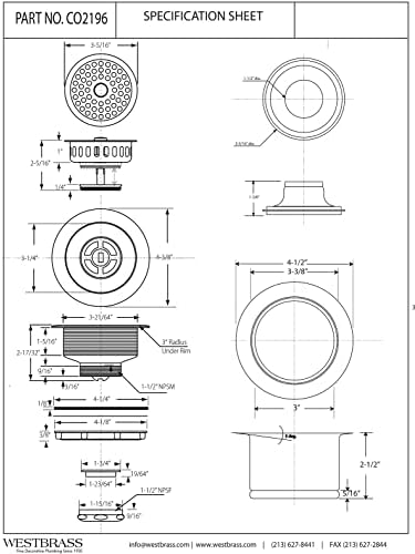 Westbrass CO2196-62 COMBO PACK 3-1/2" Post Style Large Kitchen Sink Basket - Image 2