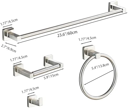 Brushed Nickel Bathroom Hardware Set 4 Pieces, Bathroom Accessories Set - Image 7