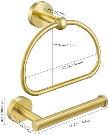 Leyden Toilet Paper Holder Towel Ring Brushed Gold Bathroom Hardware Hand Towel - Image 5