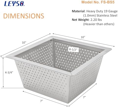 Leyso Stainless Steel Floor Sink Top Hang Basket Strainer Sink Drain Cover 10" - Image 4