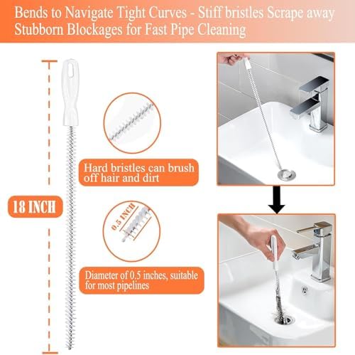 61 Inch Drain Snake Hair Drain Clog Remover Tool, Flexible Sink Snake Drain - Image 6