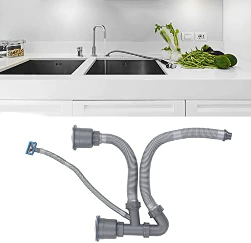 Garosa Double Sink Hose Drain Kit Quick Draining Expandable P Trap Kit Flexible - Image 4