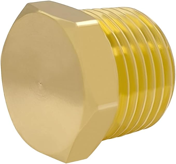 Hooshing 6PCS Brass Pipe Fittings 1/2" NPT Male Outer Hex Head Pipe Plug - Image 5