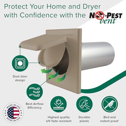 NO-PEST VENT Dual Door Dryer Vent Cover 4 Inch Outdoor, Made in USA, Highest - Image 2