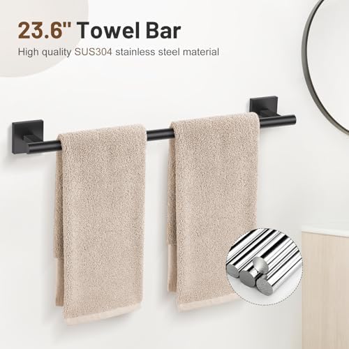 Lairuier Bathroom Hardware Set Matte Black, Towel Holder Set Wall Mounted - Image 2