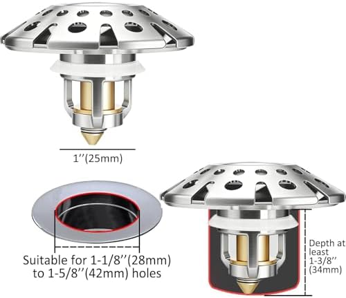 AzWzz Bathroom Sink Drain Strainer, 3 in 1 Pop Up Bathroom Sink Stopper - Image 2