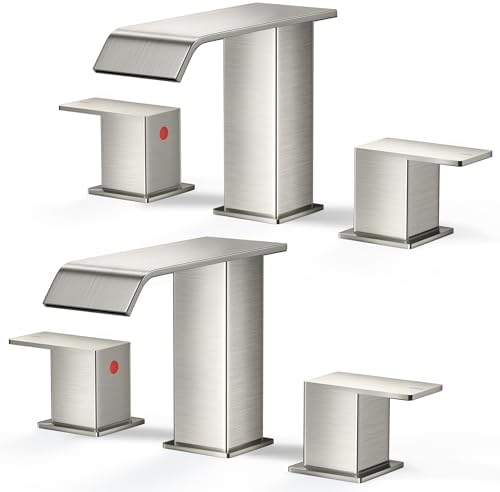 FORIOUS Widespread Bathroom Sink Faucet 3 Hole 8 Inch 2 Pack Brushed Nickel by FORIOUS