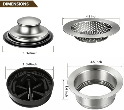 Garbage Disposal Flange 5-Piece Kit, 3-1/2 in Putty-Free Sink Stopper - Image 2