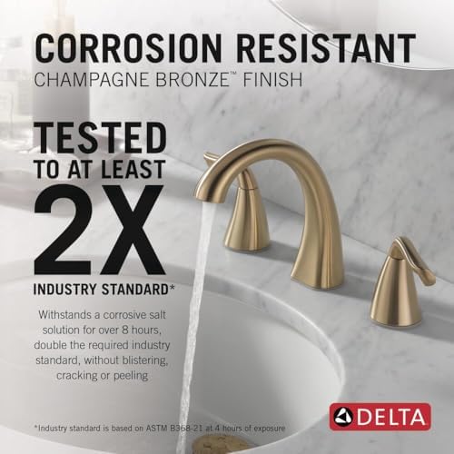 Delta Arvo Brushed Gold Faucet 3 Hole, 8 Inch Widespread Bathroom Sink Faucet - Image 2