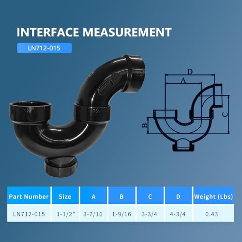 Lesso 1-1/2 Inch ABS P-Trap – HUB x HUB Connection - Image 3
