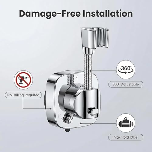 No Drill Shower Head Holder, Strong Suction Cup 360° Adjustable Handheld Shower - Image 2