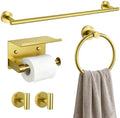 5-Piece Gold Bathroom Accessories Set Complete Wall Mounted by HELLKOPF