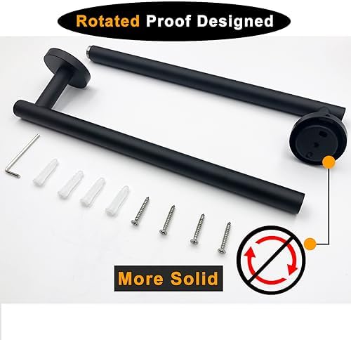 Towel Bar for Bathroom Matte Black, 27Inch Towel Rack Wall Mounted, Thicken - Image 3