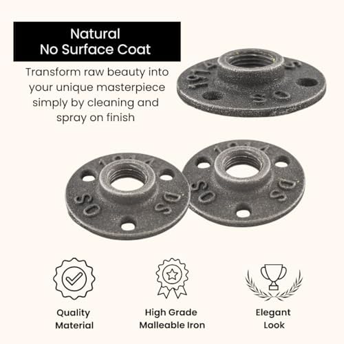 1/2" FLANGE: Industrial Threaded Black Iron Pipe Fittings; Natural - Image 2