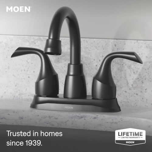 Moen Idora Matte Black Two-Handle Centerset Bathroom Sink Faucet - Image 2
