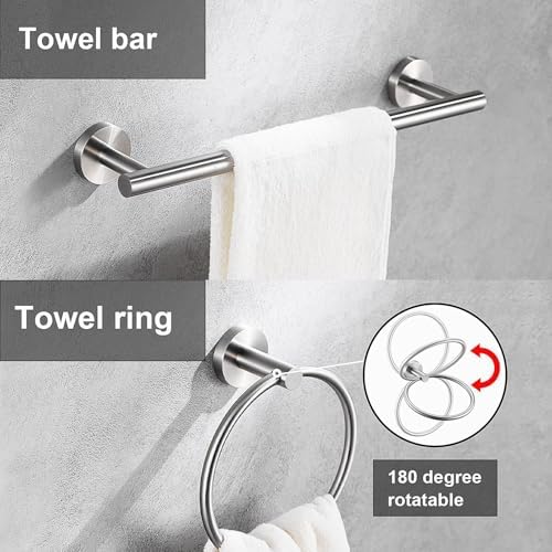 6 Pieces Brushed Nickel Bathroom Hardware Accessories Set Hand Towel Ring - Image 5