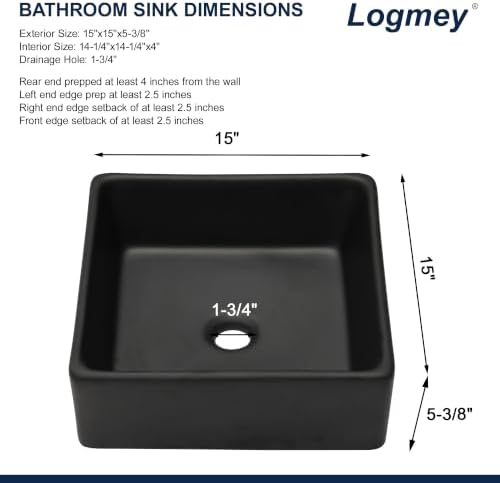 Logmey 15 Inch Bathroom Vessel Sink - Image 5