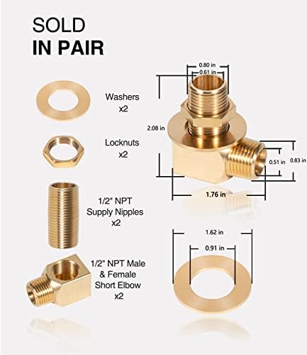 2PCS B-0230-K Brass Wall Mount Faucet Installation Kit - Image 6