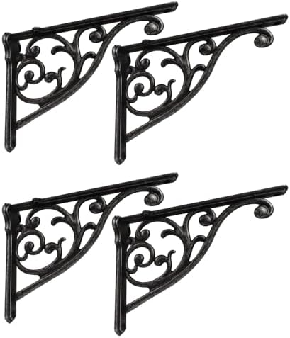Shelf Brackets 4 Inch 4 Pack Heavy Duty Iron Gray Wall Bracket Victorian by khtumeware