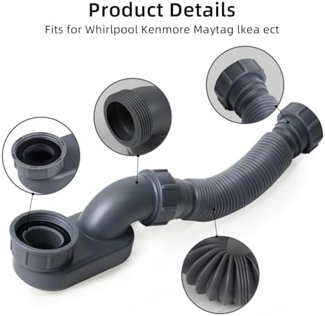 Low Profile 1 1/2" P Trap Flexible Bathtub & Shower Drain Pipe, Flat P Trap Kit - Image 3