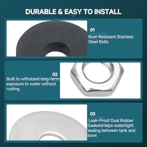 THU833-A Stainless Steel Toilet Tank Bolts & Rubber Gaskets Kit - Image 5