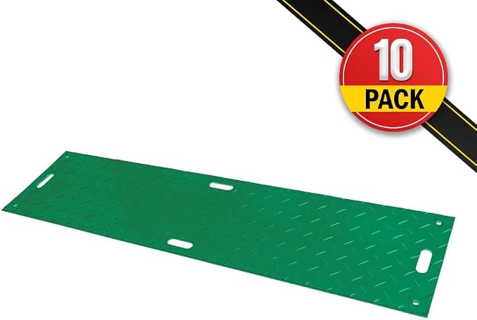 10 Pk 2' x 8' - 1/2" Thick Heavy Duty Green Ground Protection Mats - Easily - Image 2