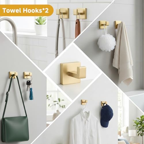 5-Piece Brushed Gold Bathroom Accessory Set, 16 Inch Bathroom Hardware Set - Image 7