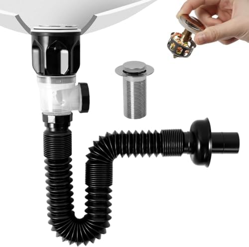 Bathroom Sink Drain Kit, Flexible Sink Drain Pipe by Unknown