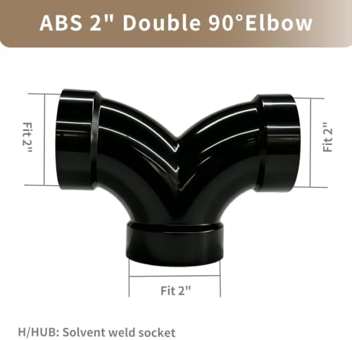 LESSO 2" Double 90 Degree ABS Elbow, ABS Straight Tee - Image 2