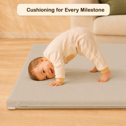 Vegan Leather Baby Play Mat, 71x59 Thick Cushioned Waterproof Playpen Mat - Image 3