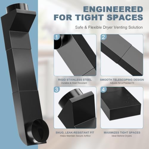 4" UD48S Telescoping Dryer Vent Kit, Stainless Steel Periscope Dryer Vent - Image 7