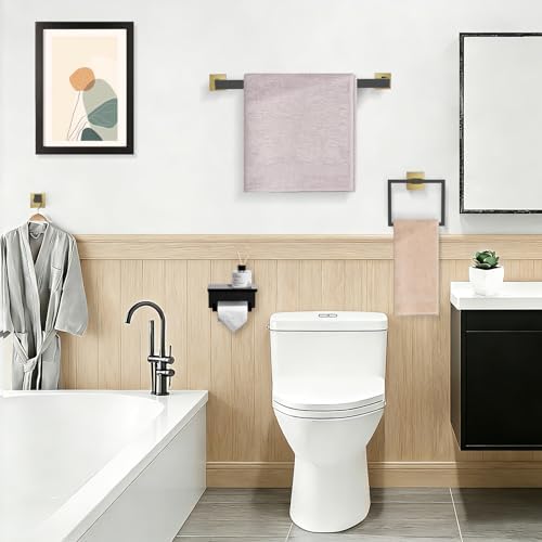 TURS Bathroom Hardware Set Black and Gold 4-Piece Towel Bar Set Include 24 Inch - Image 6