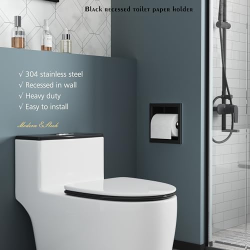 Neodrain Matte Black Recessed in Wall Toilet Paper Holder - Image 2