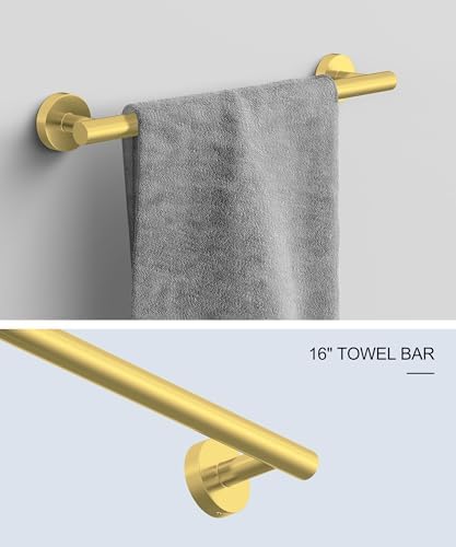 6 Pcs Brushed Gold Bathroom Accessories Hardware Set SUS304 Stainless Steel - Image 6